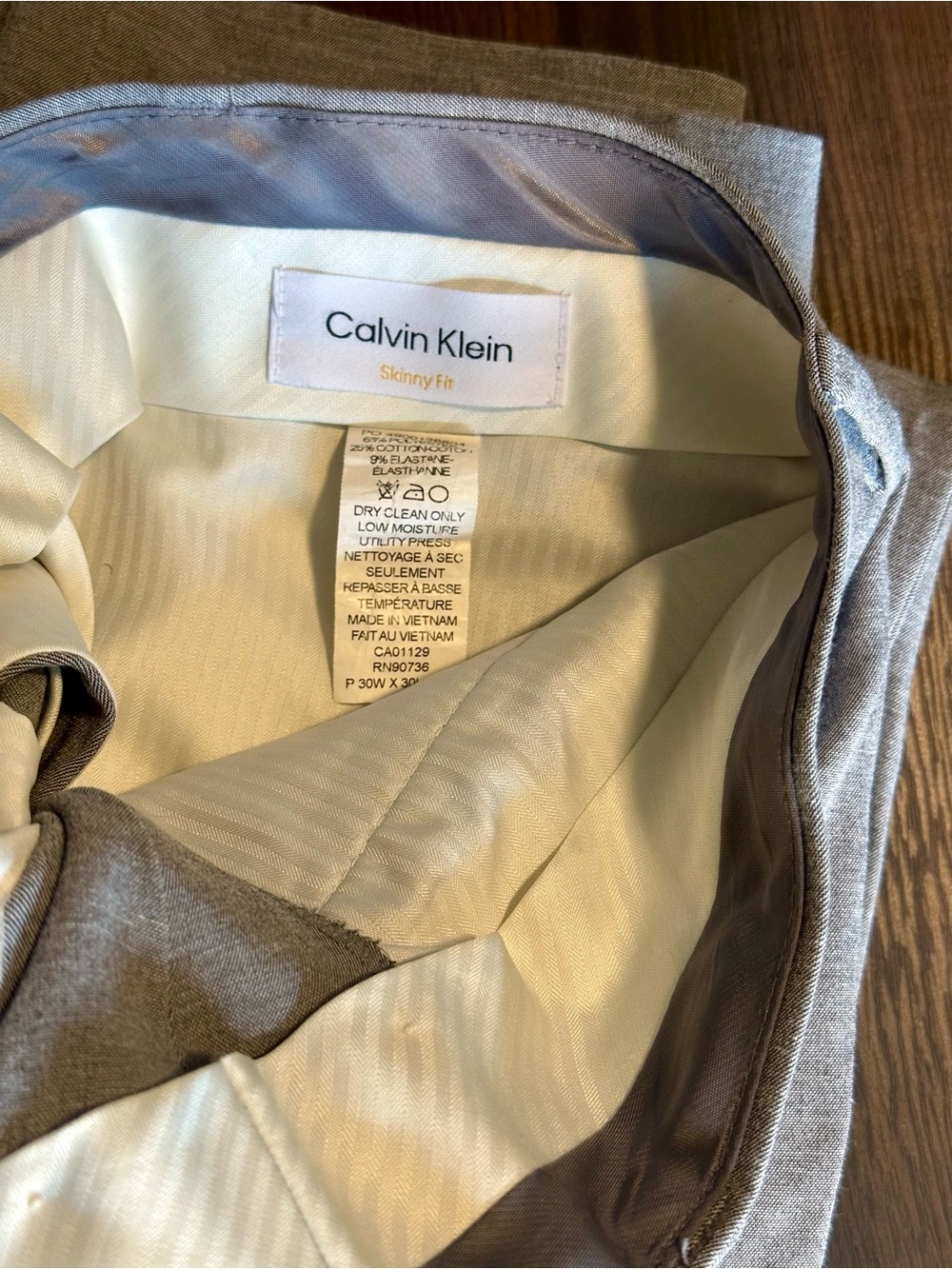 Calvin Klein Skinny Fit Light Gray Pants